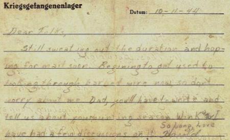 Letter home from Harold at Luft Stalag #3 on 11 Oct. 44