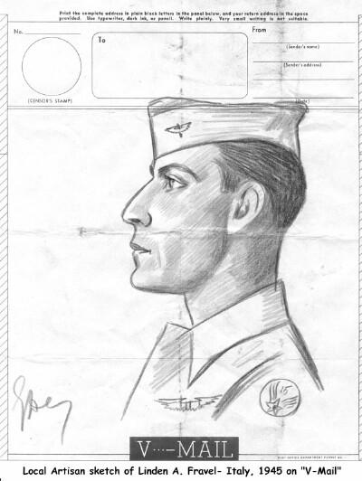<p. Sgt Fravel is shown in this sketch sent home by 