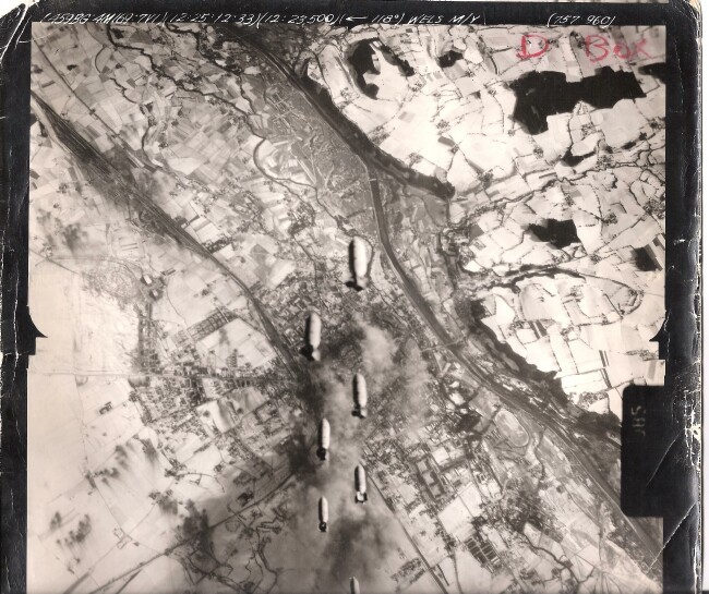 <P>459th BG; 12/25/1944; Mission # 169; Target - Wels, AU M/Y; 23,500 ft.; 757th Sqn. A/C 4#-##960</p> 459th Bombardment Group Mission to Wels, Austria   M/Y on 12/25/1944