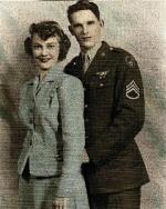 Wedding photo of Jim and Betty, married on October 20, 1943, while stationed at Davis Monthan Army Air Force Base at Tucson, AZ.